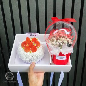 Combo-banh-kem-dau-tay-va-hop-bong-hoa-tone-do-trang-hfc144-3