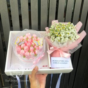 Combo-banh-kem-tulip-size-nho-va-bo-hoa-tuoi-baby-mix-tana-hfc150